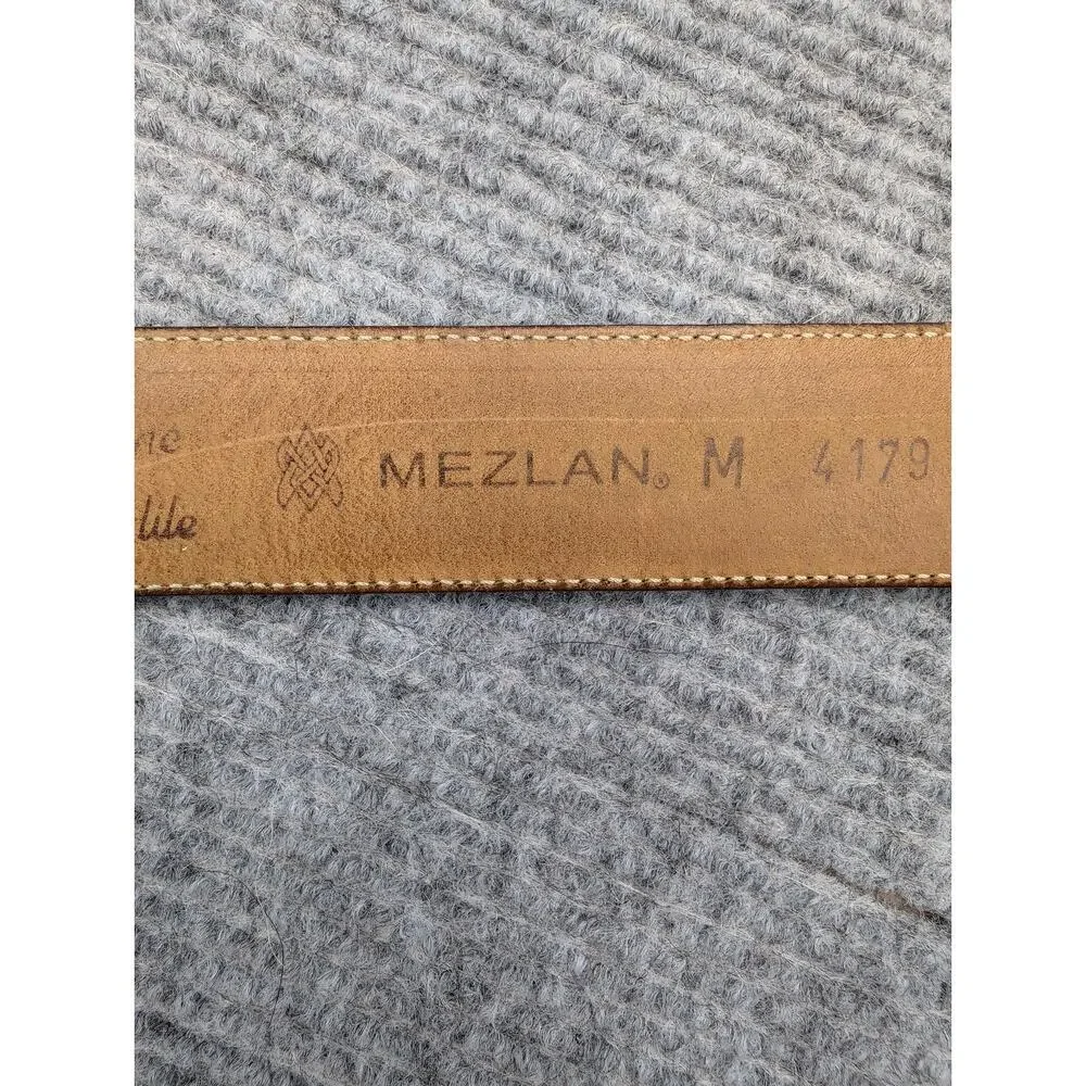 Mezlan Genuine Crocodile Belt Mens 34 Black Silver Tone Spain Quiet Luxury
